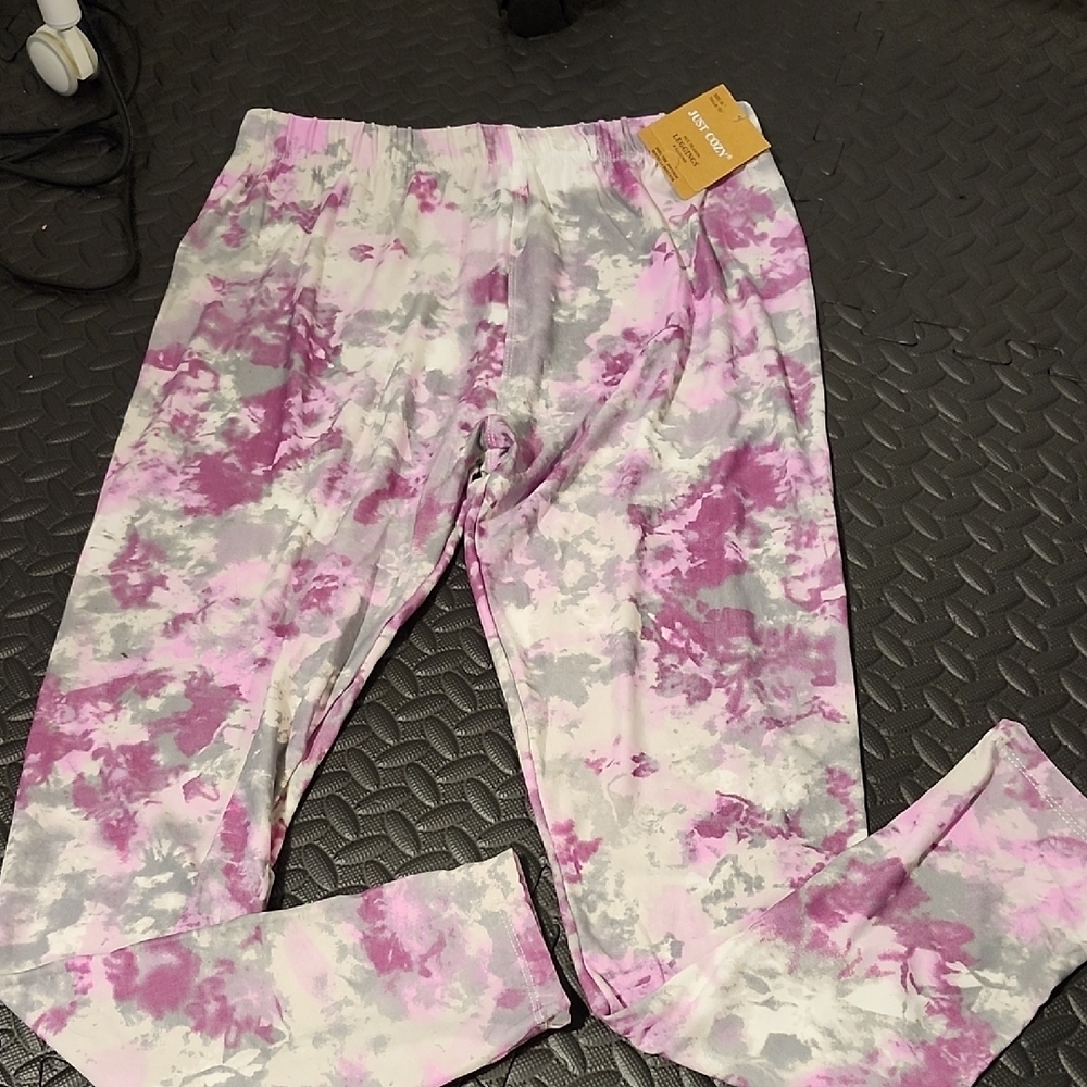 ⭐ NWT Women's Tie-Dye Leggings in Pink and Gray Size XL